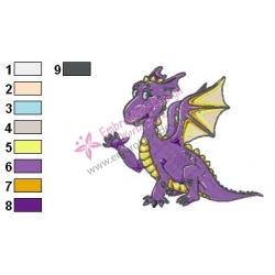 purple Baby Dragon Embroidery Design